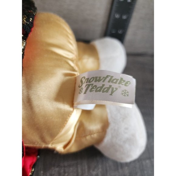 2015 WalMART CHRISTMAS Snowflake TEDDY BEAR White Girl 13" Red/black Dress - Picture 7 of 9